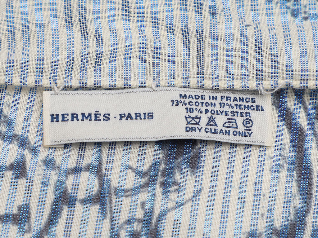 Hermès Ex-Libris Triangle Fringe Scarf