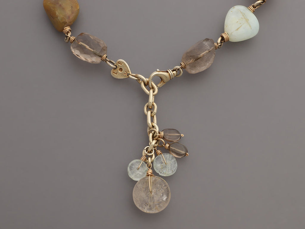 Alana Leigh Chunky Bead Necklace and Rose Quartz Pierced Drop Earrings