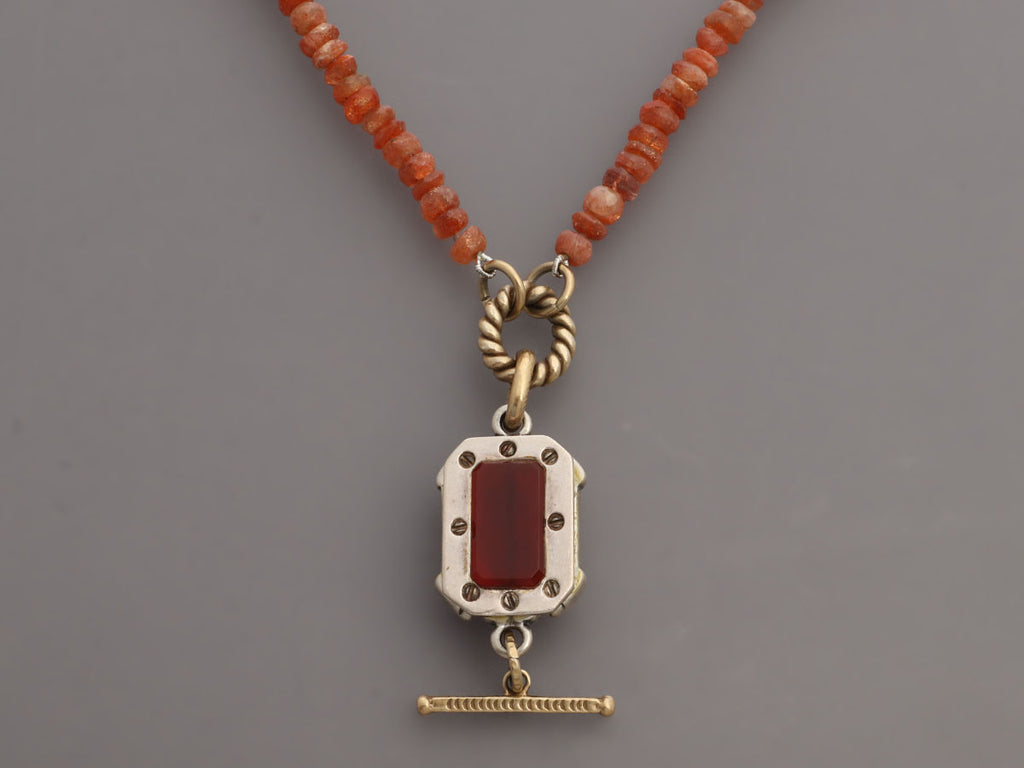 Alana Leigh Long Sunstone Medallion Pendant Necklace