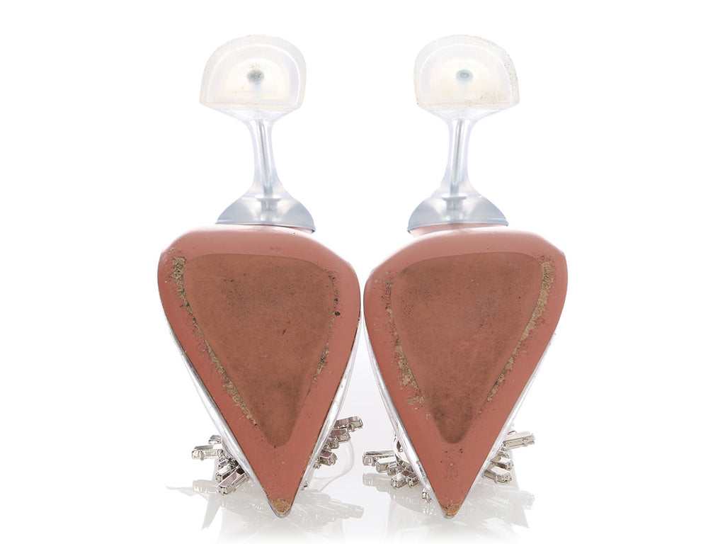 Amina Muaddi Clear Crystal Begum Slingback Pumps