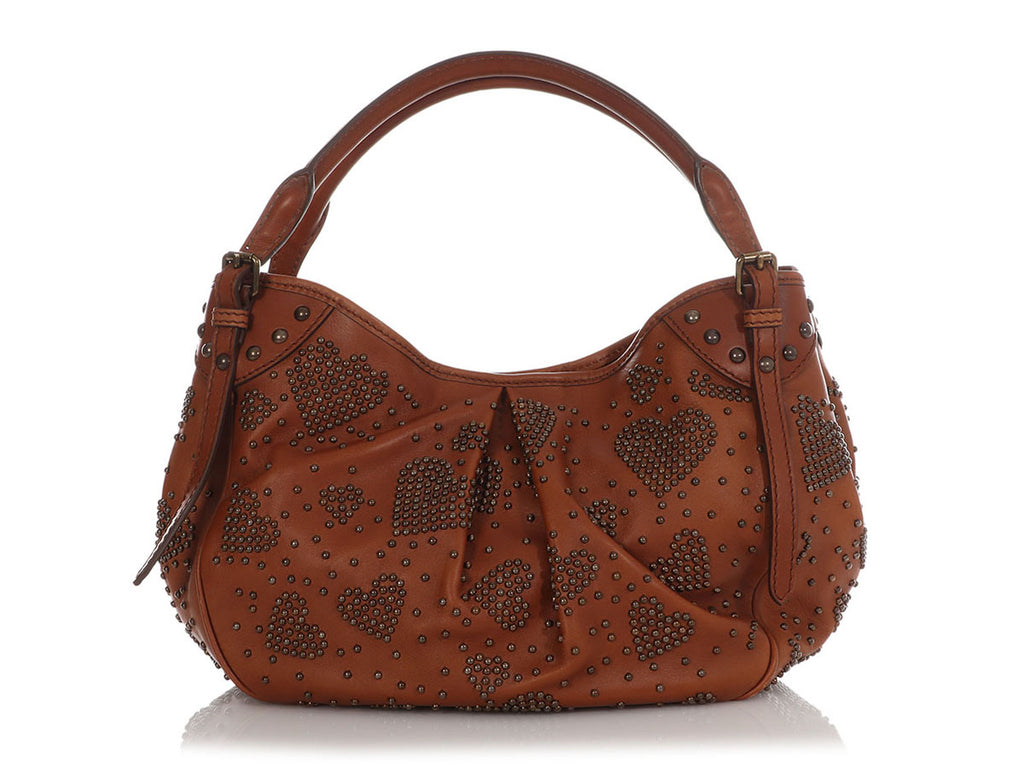 Burberry Brown Studded Heart Hobo