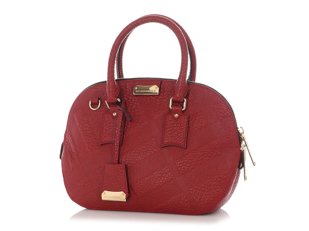 Burberry Red Grained Leather Orchid PM