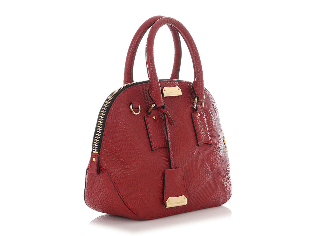 Burberry Red Grained Leather Orchid PM