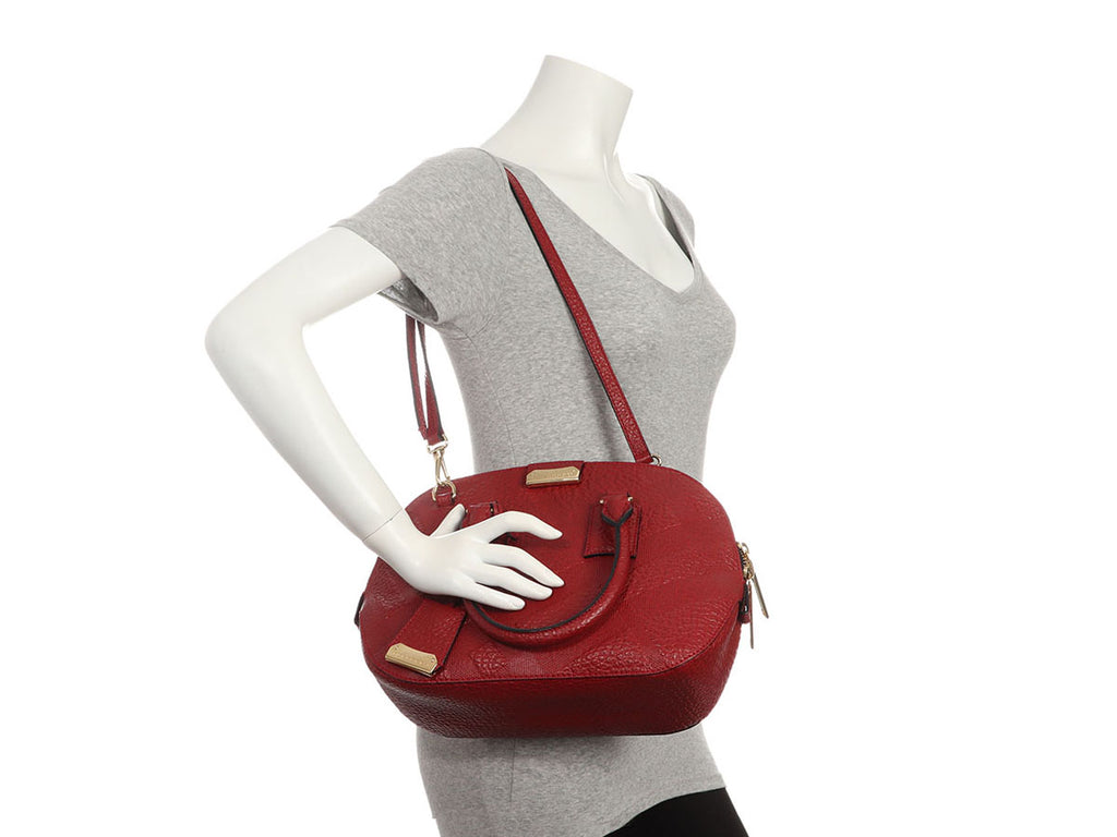 Burberry Red Grained Leather Orchid PM