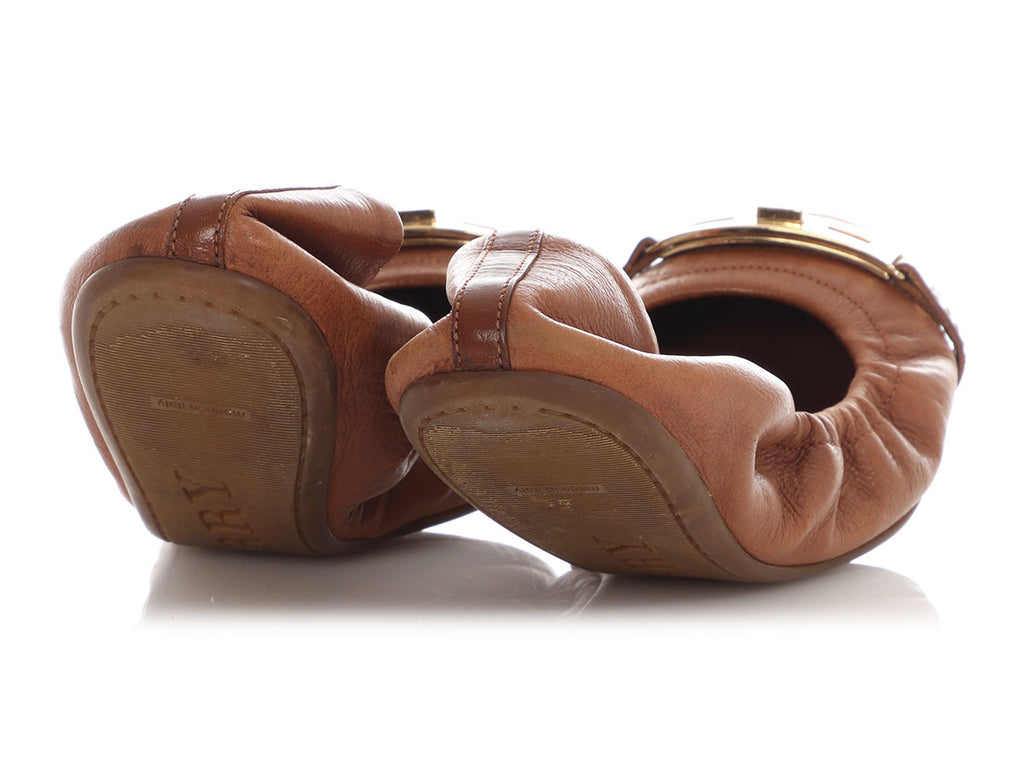 Burberry Tan Leather Ballet Flats