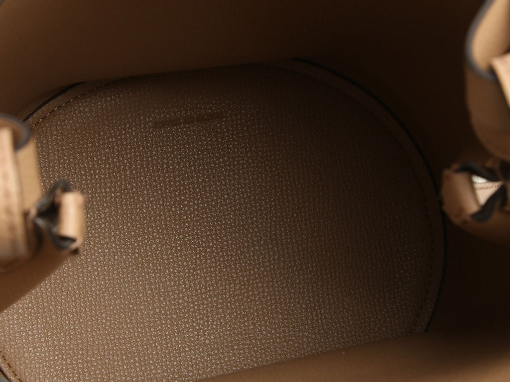 Burberry Small Camel Haymarket Check Lorne Bucket Bag