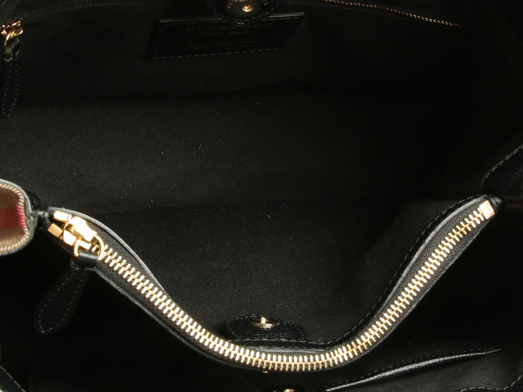 Burberry Medium Black Pebbled Leather Banner Tote