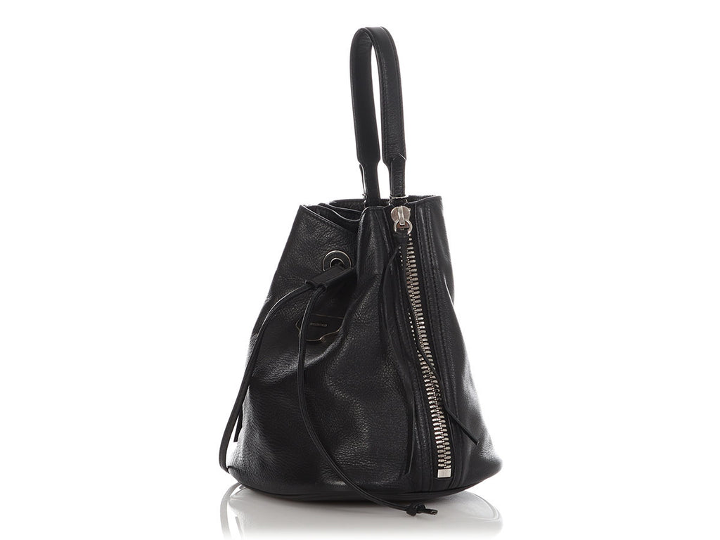 Balenciaga Black Papier Plate Side Zip Bucket Bag