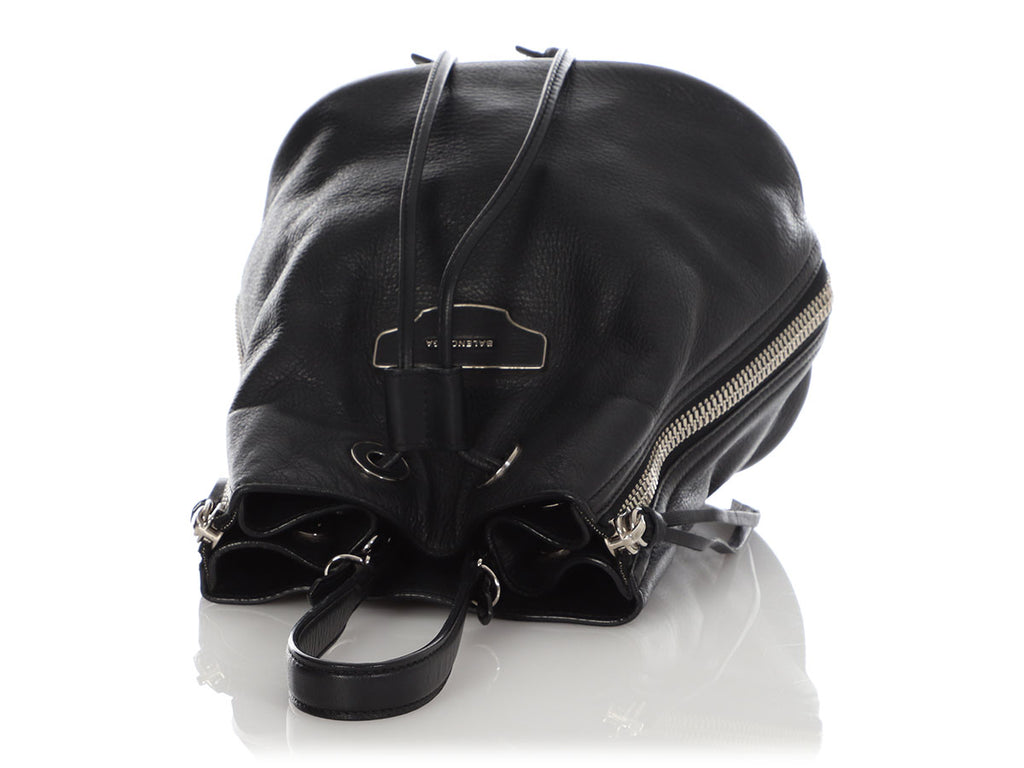 Balenciaga Black Papier Plate Side Zip Bucket Bag