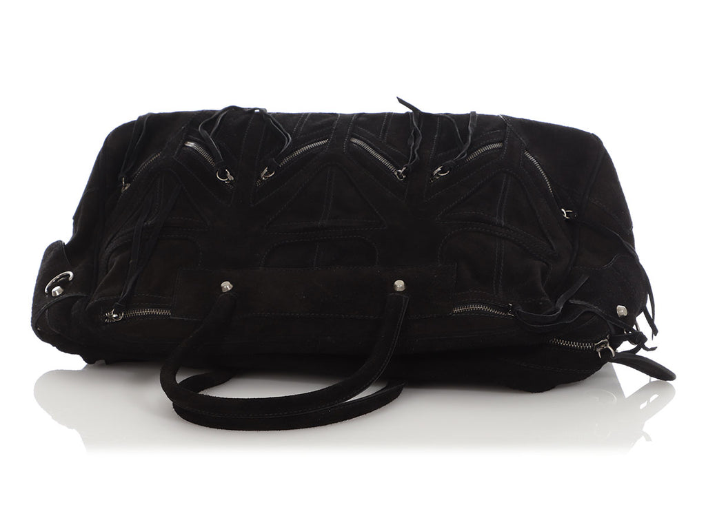 Balenciaga Black Suede Multi Pocket Classic Duffle