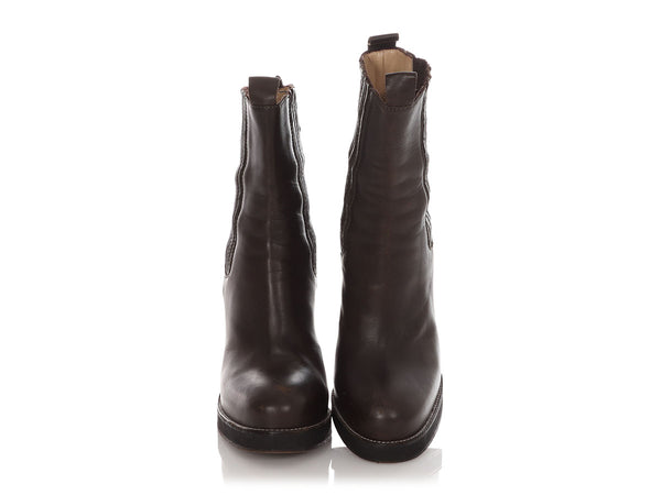 Balenciaga Brown Leather Ankle Boots