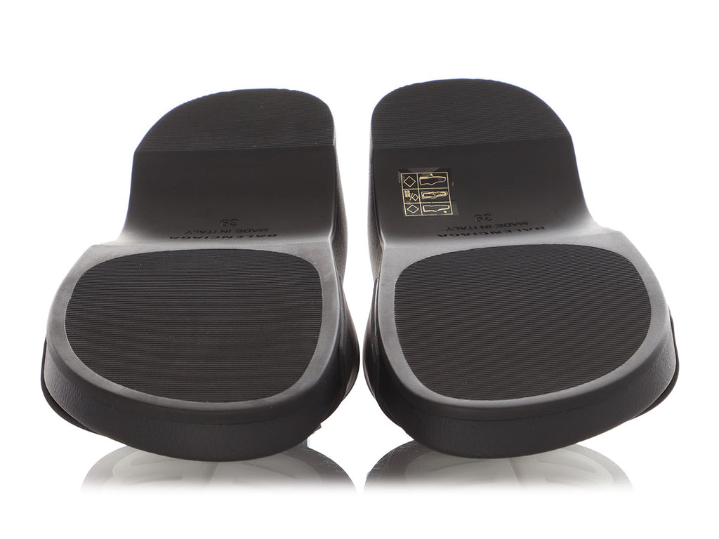 Balenciaga Black BB Wedge Pool Slides