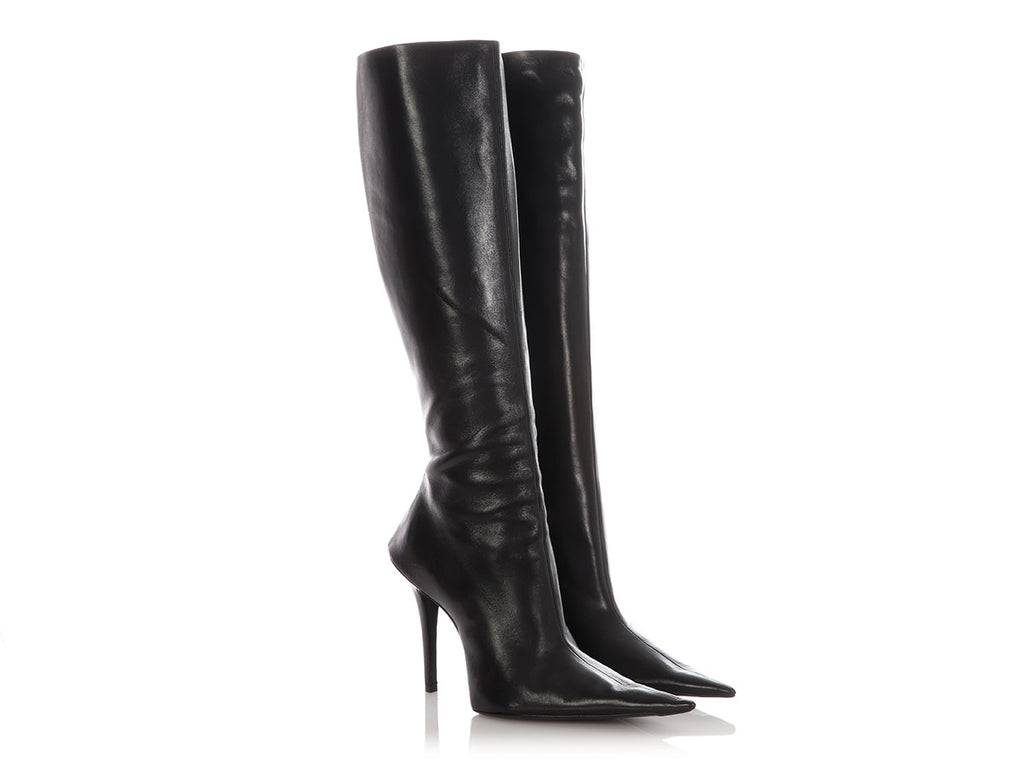 Balenciaga Black Leather Tall Boots