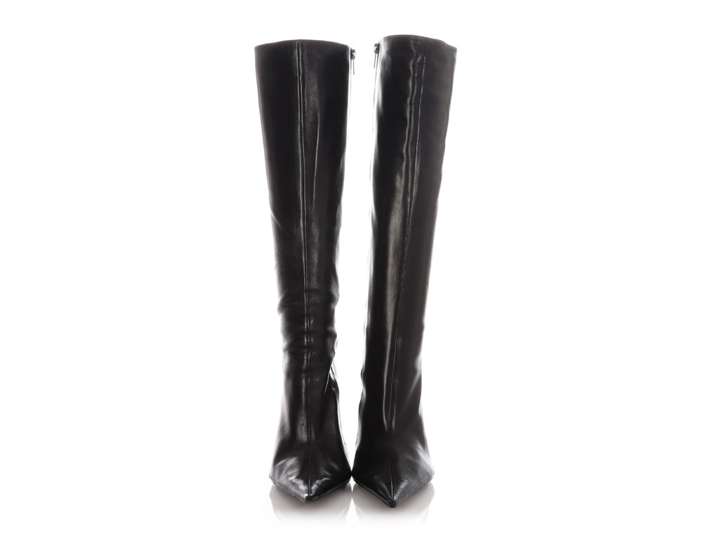 Balenciaga Black Leather Tall Boots