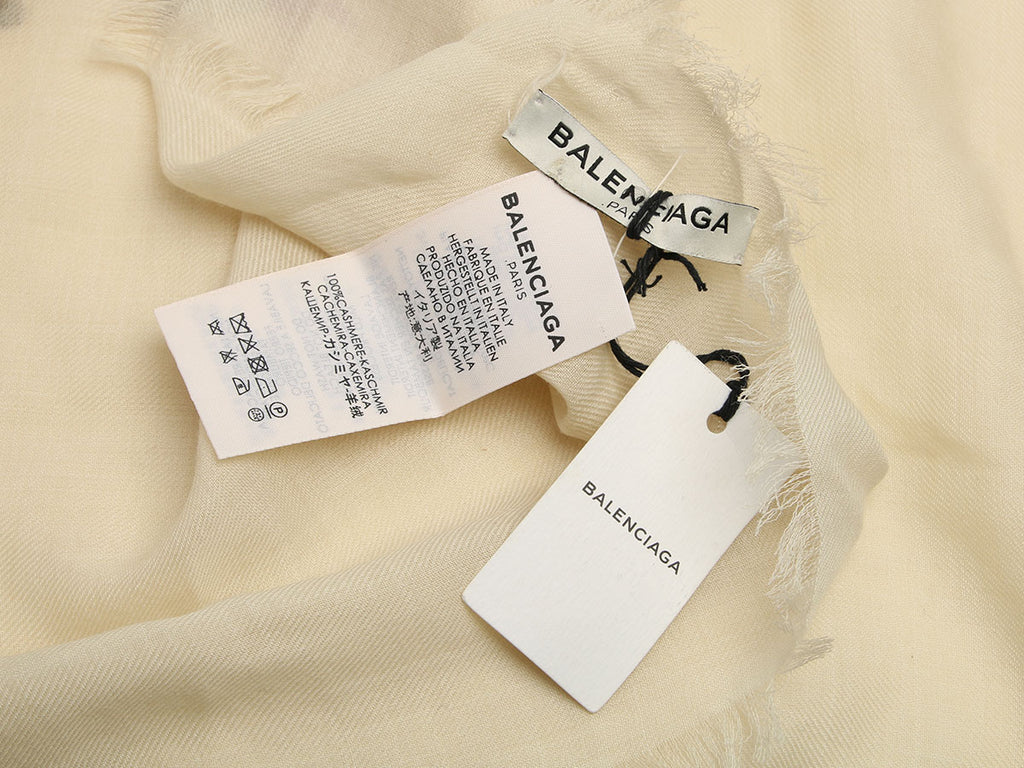Balenciaga White and Purple Cashmere Shawl