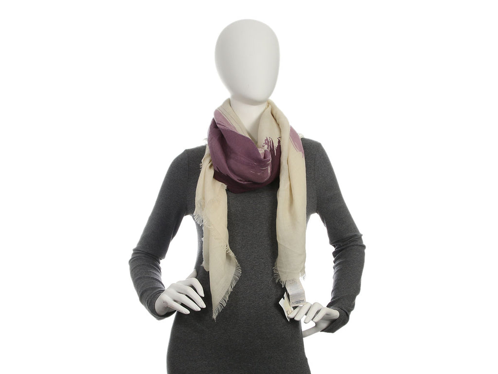 Balenciaga White and Purple Cashmere Shawl