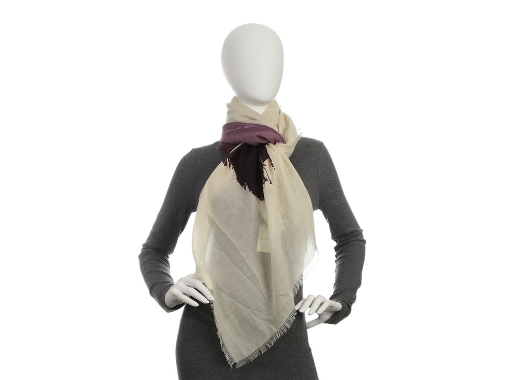 Balenciaga White and Purple Cashmere Shawl