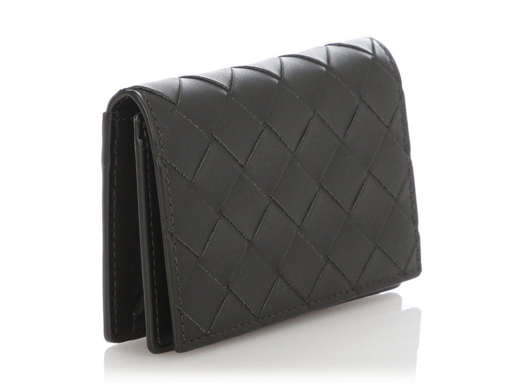 Bottega Veneta Black Intrecciato Business Card Case