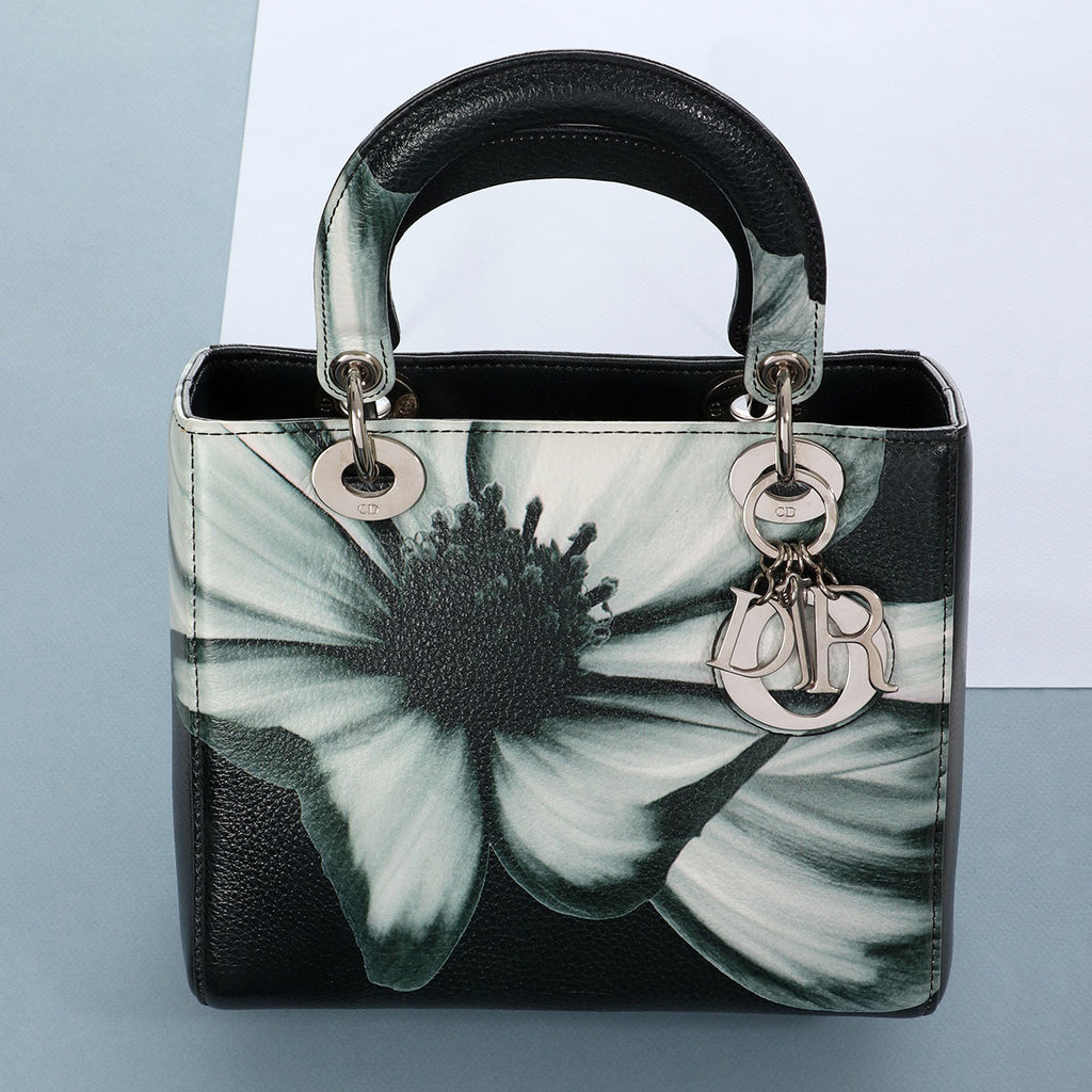 Dior Medium Dark Green Deerskin Floral Lady Dior