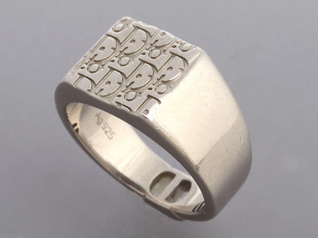 Dior Sterling Silver Oblique Signet Ring