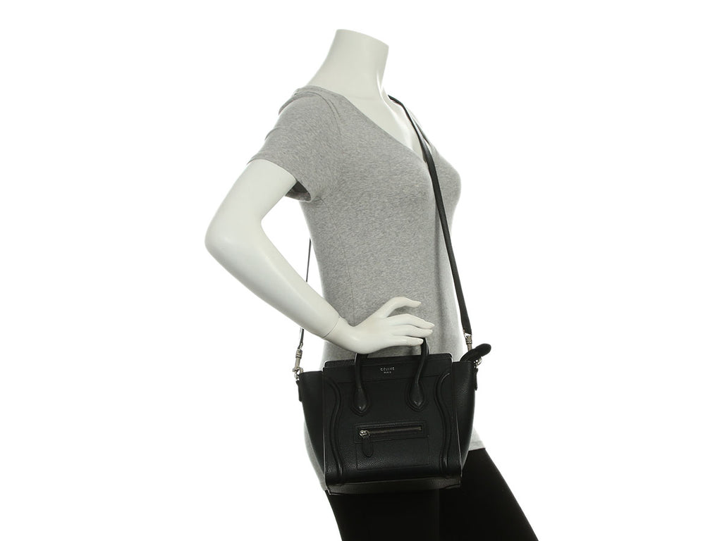 Celine Black Drummed Calfskin Nano Luggage