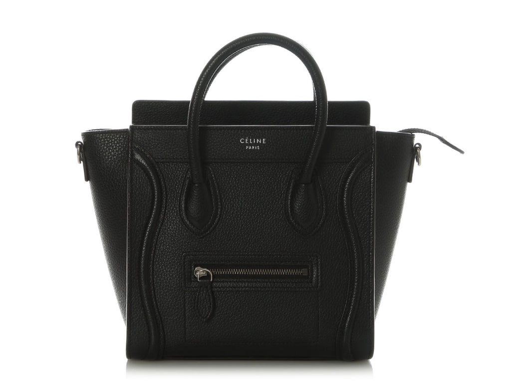 Celine Black Drummed Calfskin Nano Luggage