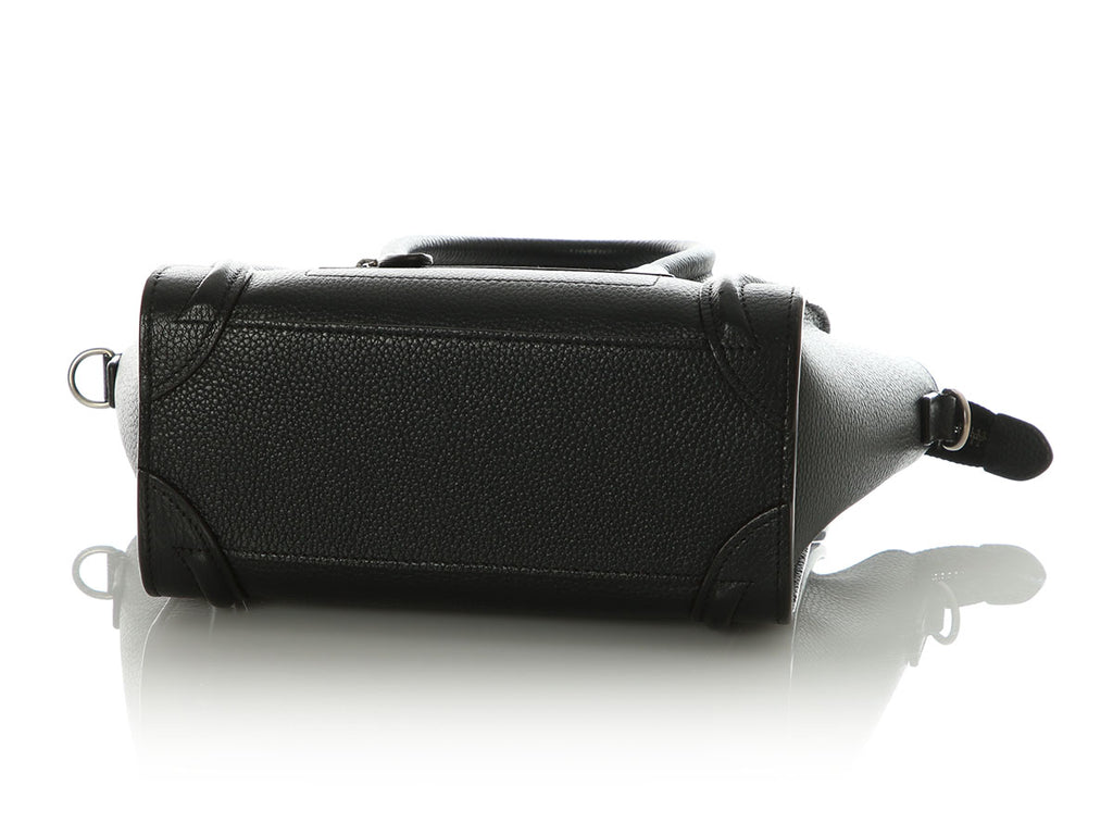 Celine Black Drummed Calfskin Nano Luggage