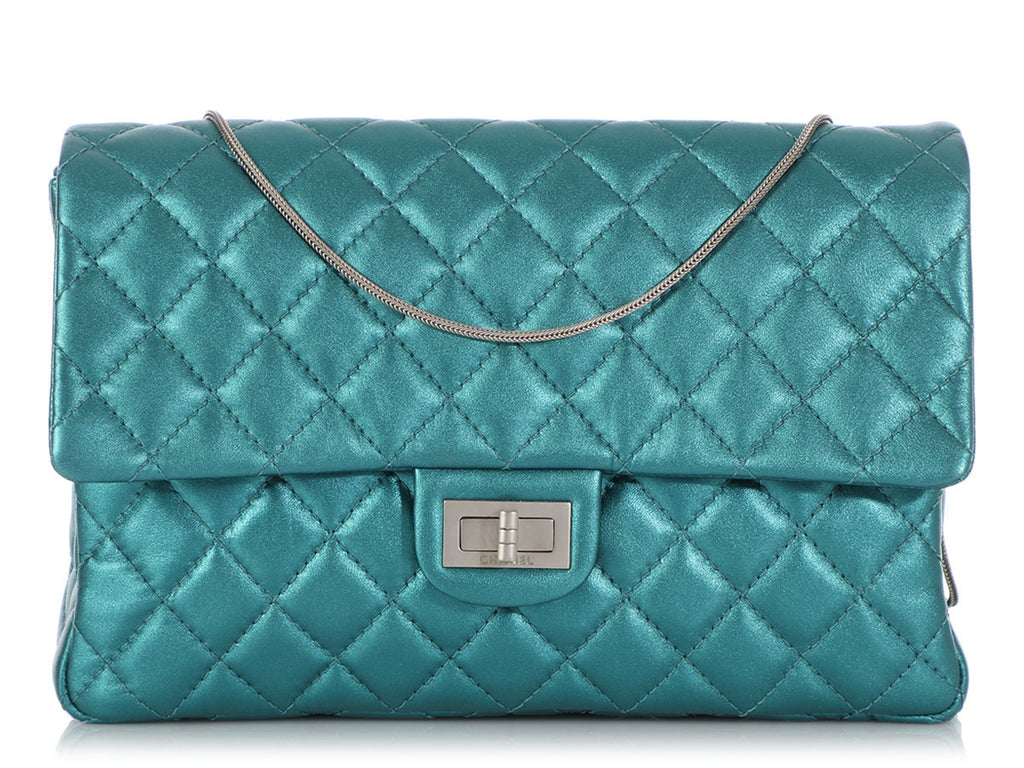 Chanel Metallic Turquoise Quilted Calfskin Reissue Clutch