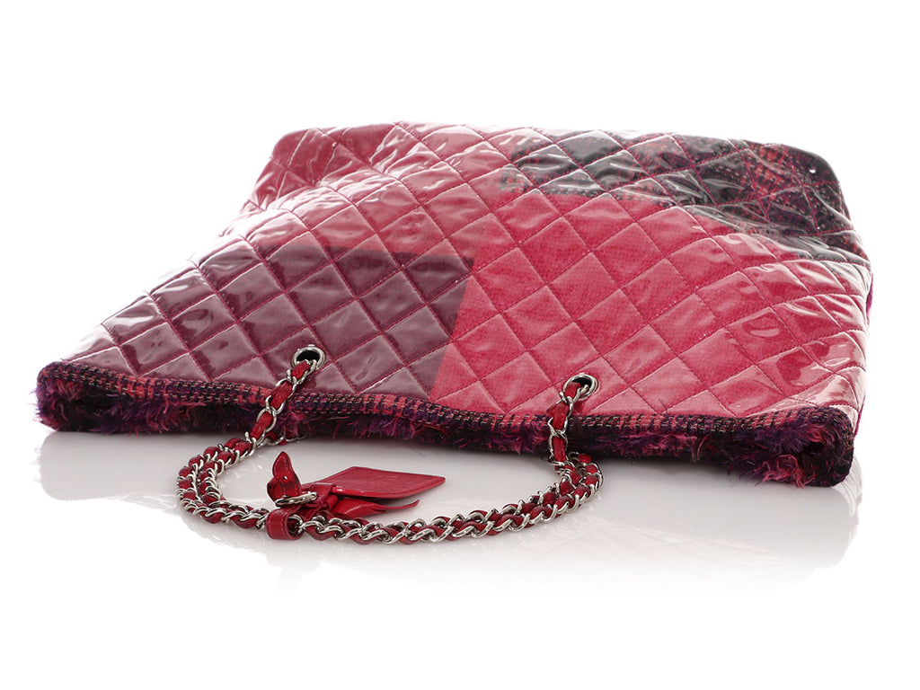 Chanel Pink and Purple Tweed Patchwork PVC Tote