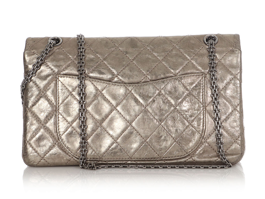 Chanel Bronze Quilted Distressed Metallic Calfskin Reissue 227