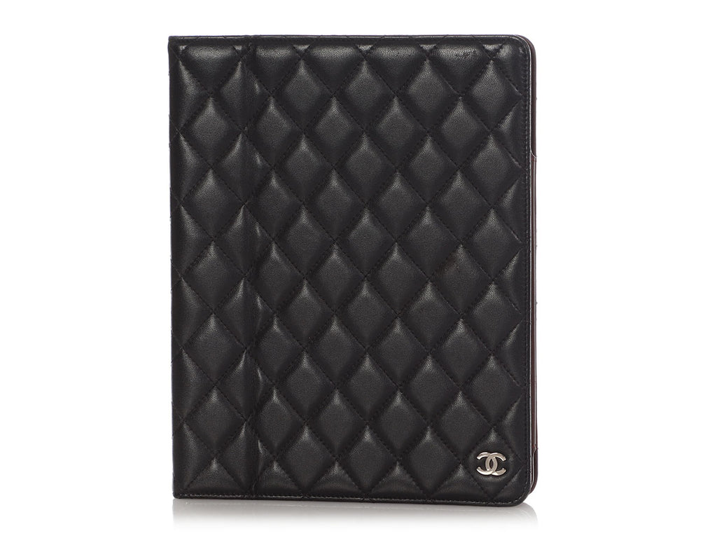 Chanel Black Quilted Lambskin iPad Case
