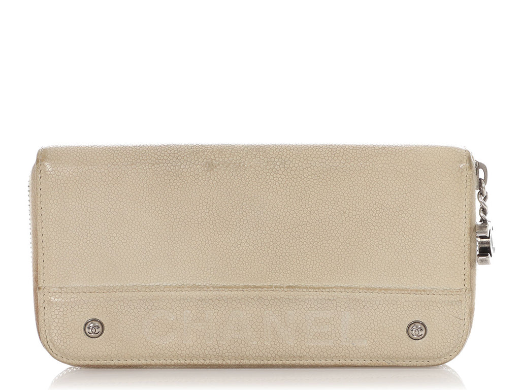 Chanel Beige Caviar Long Wallet