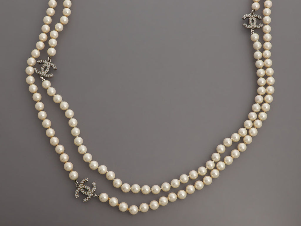 Chanel Extra Long 70" CC Pearl Necklace