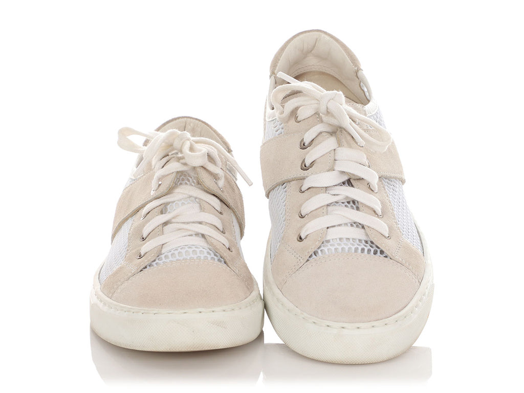 Chanel Greige Suede and Mesh Sneakers