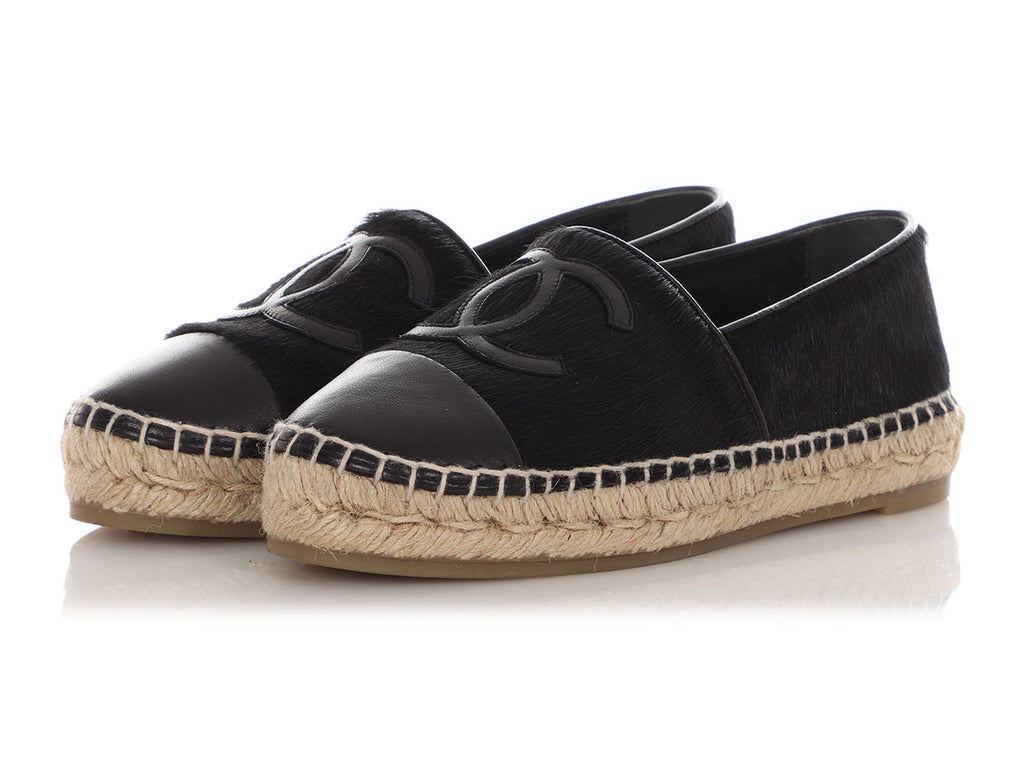 Chanel Black Calf Hair Espadrilles