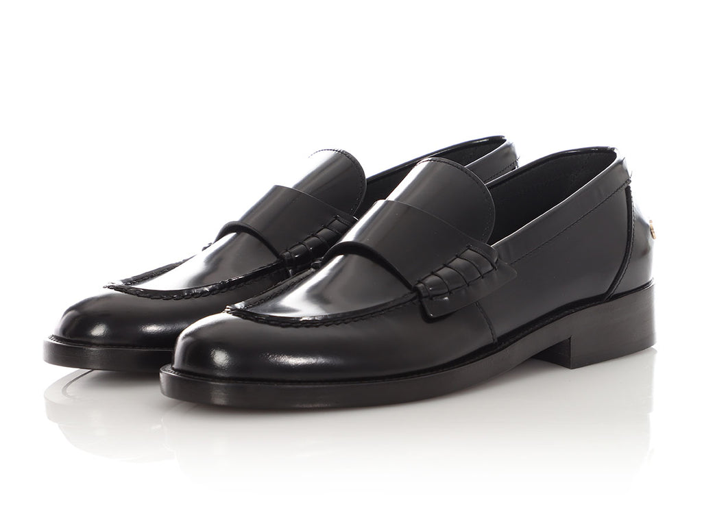 Chanel Black Shiny Calfskin Loafers