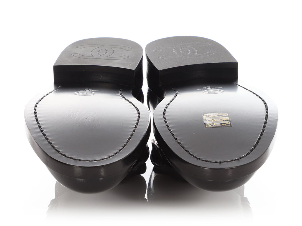 Chanel Black Shiny Calfskin Loafers