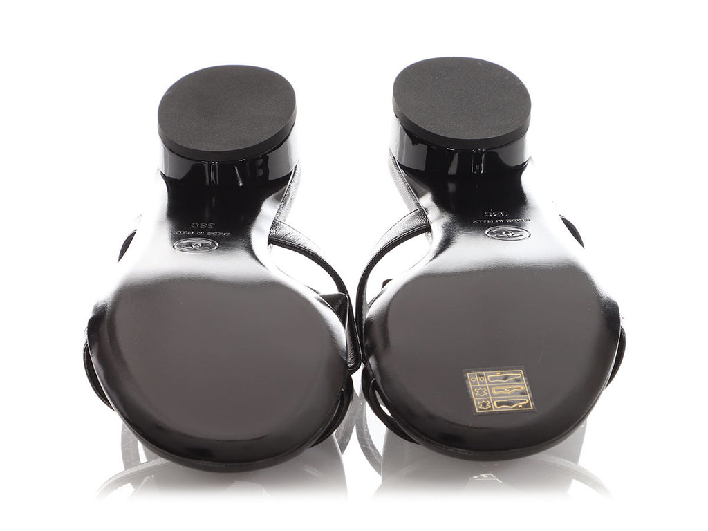 Chanel Black Puffy Bow Sandals