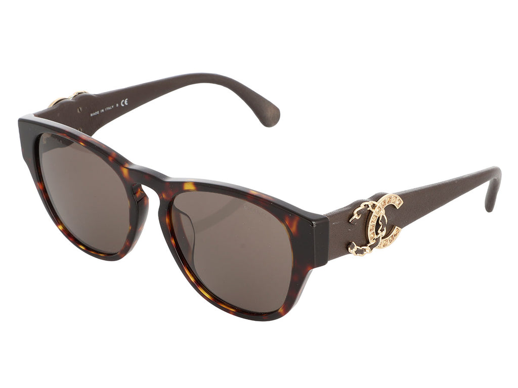 Chanel Tortoise Crystal CC Sunglasses