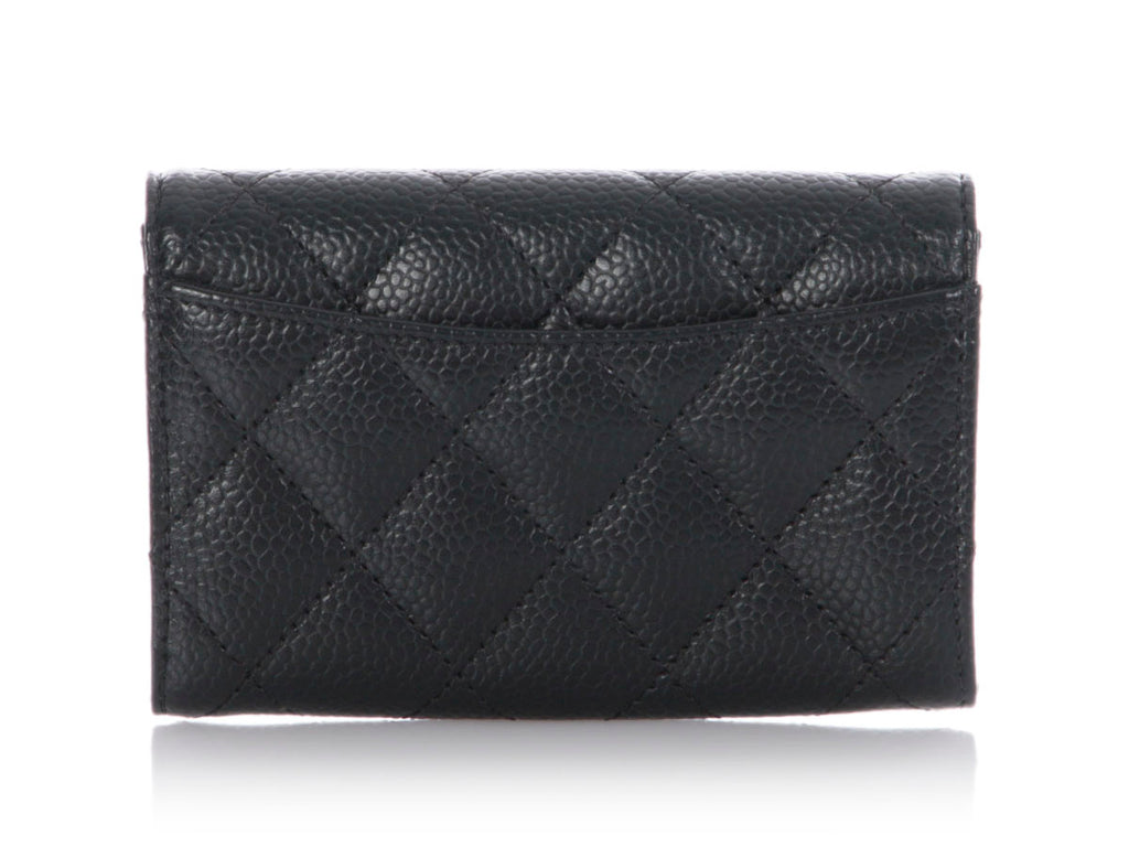 Chanel Black Quilted Caviar Flap Card Case