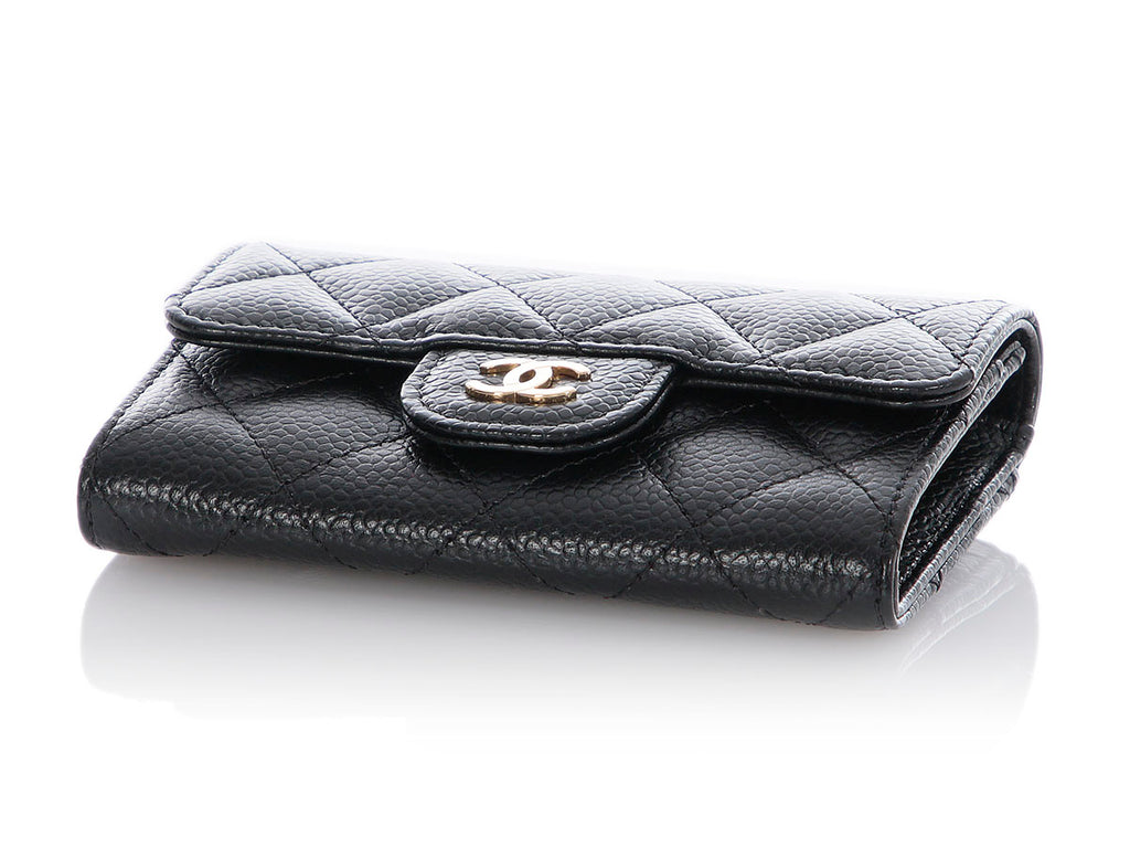 Chanel Black Quilted Caviar Flap Card Case