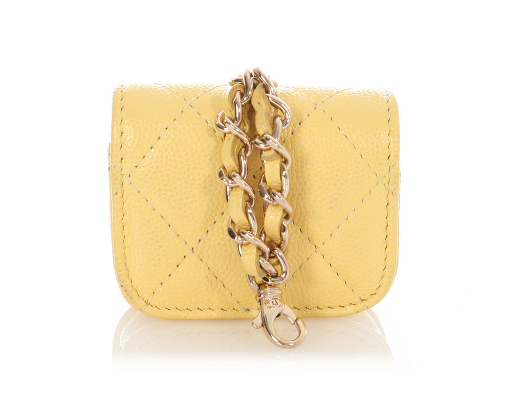 Chanel Yellow Quilted Caviar Candy CC AirPods Case