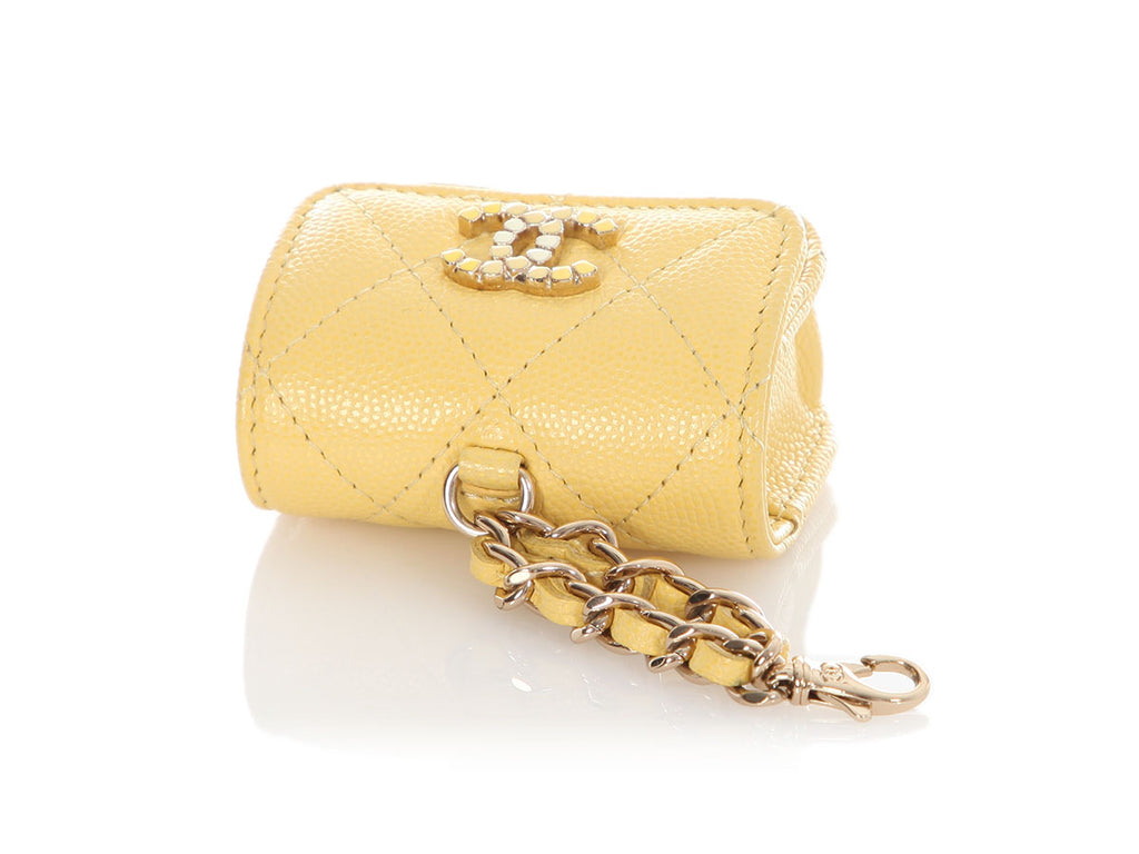 Chanel Yellow Quilted Caviar Candy CC AirPods Case