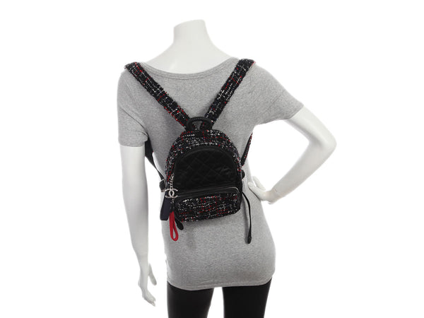 Chanel Mini Black Tweed and Satin Backpack