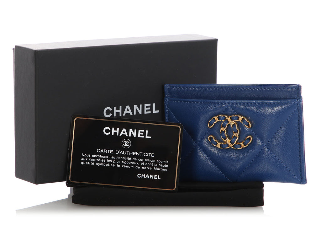 Chanel Blue Quilted Lambskin Card Holder