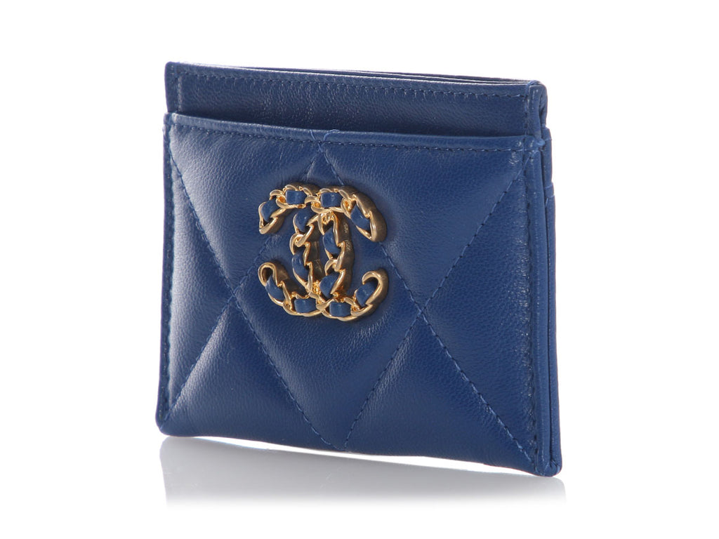 Chanel Blue Quilted Lambskin Card Holder