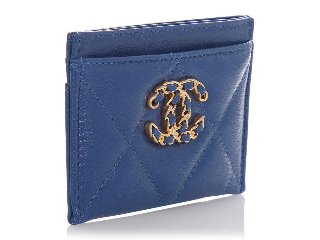 Chanel Blue Quilted Lambskin Card Holder