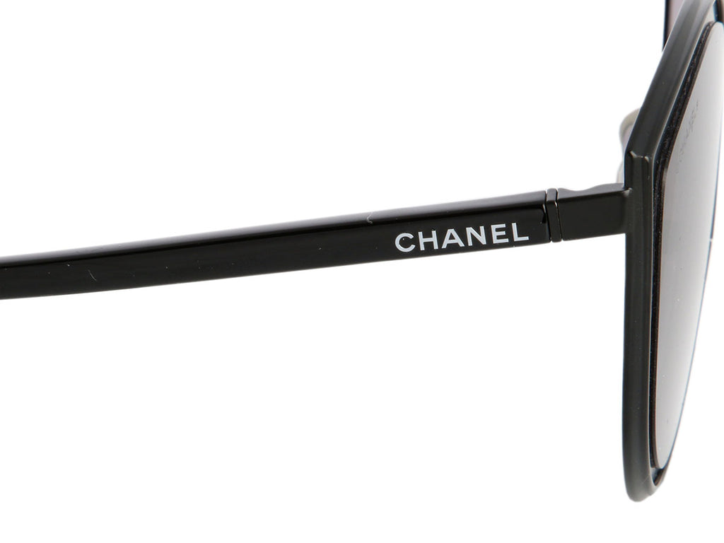 Chanel Matte Black Cat Eye Sunglasses