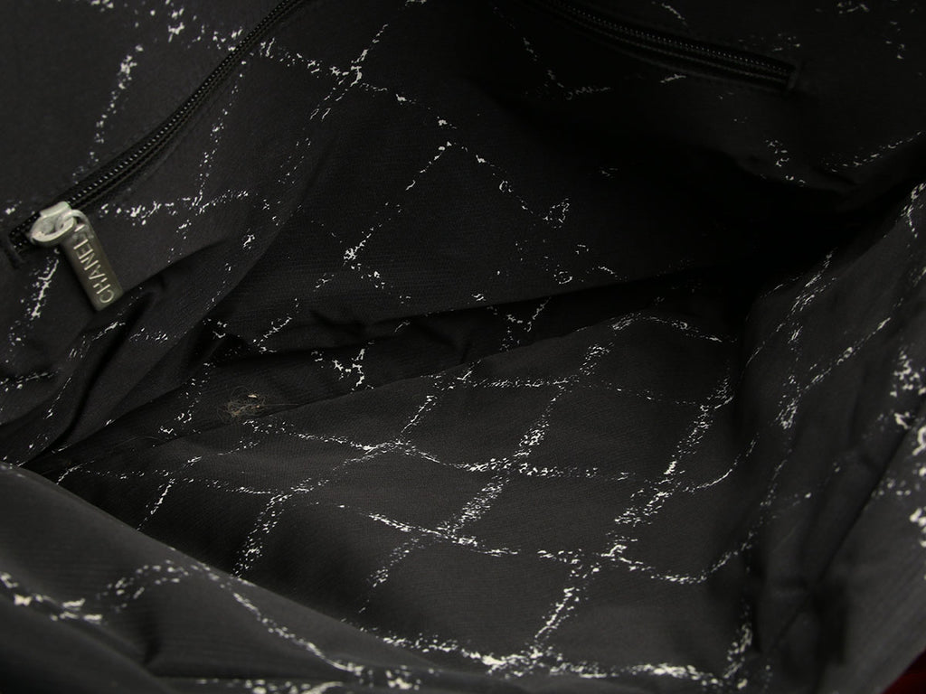 Chanel Vintage Large Black Nylon Travel Line Boston Bag