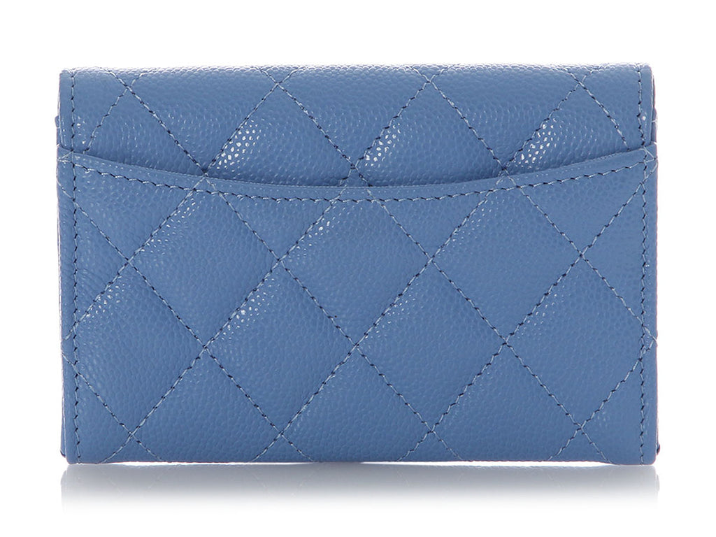Chanel Periwinkle Quilted Caviar Flap Card Holder